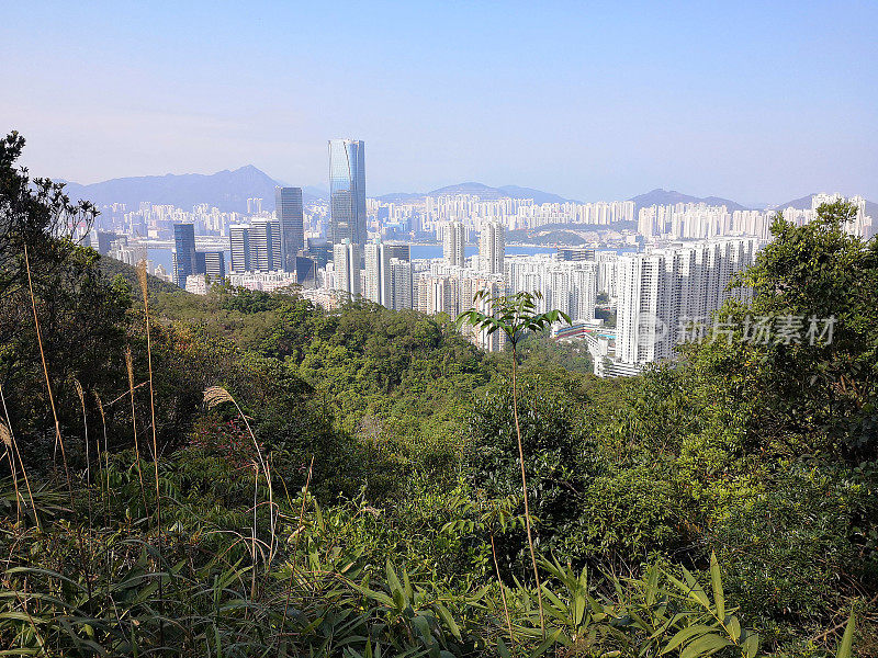 从柏架山道眺望香港都市风光