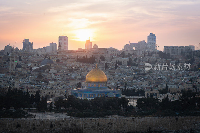 耶路撒冷以色列神庙日落山