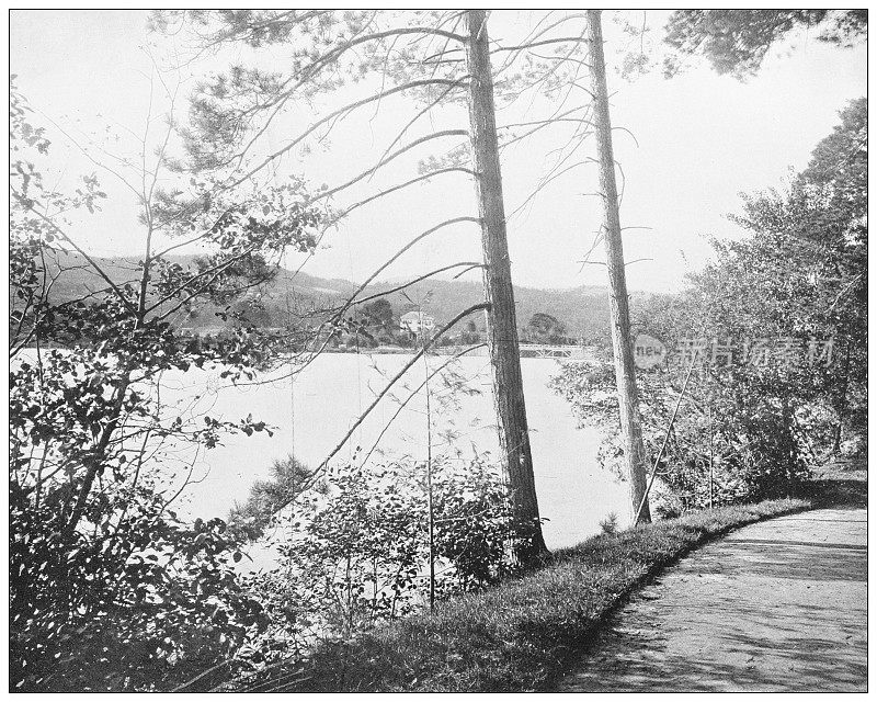 古董照片:绿岛，乔治湖，纽约