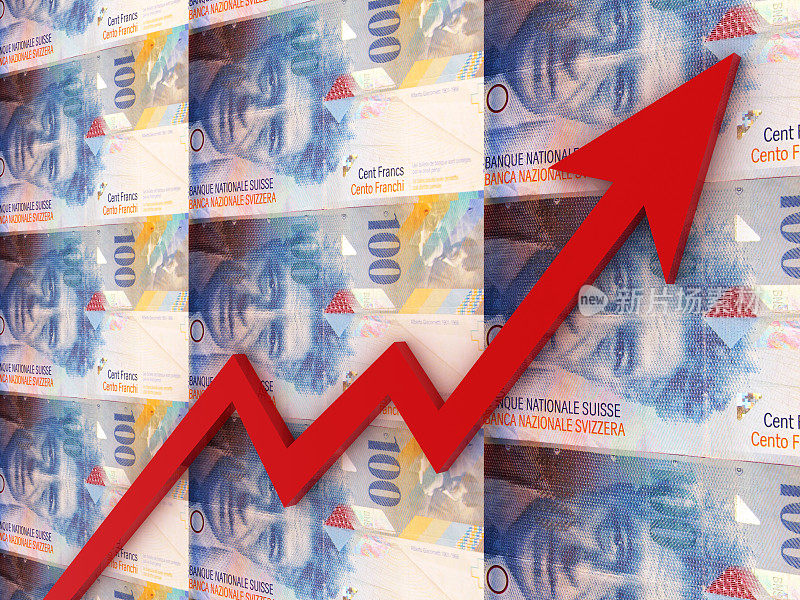 瑞士法郎货币增长图表图表概念