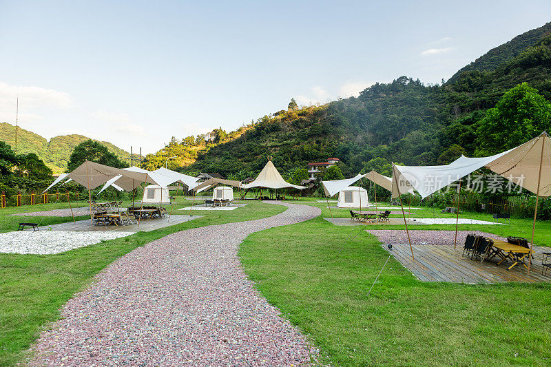露营，帐篷，野餐，山谷