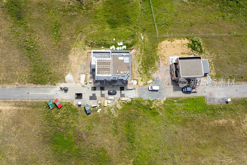 住宅建筑工地。发展区，鸟瞰图