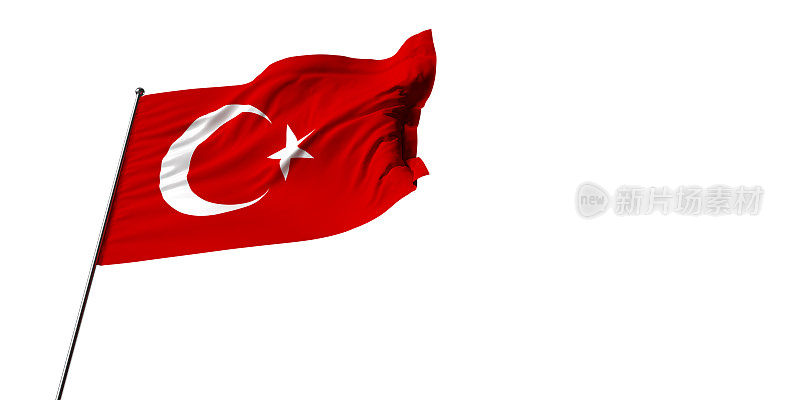 白色背景上的土耳其国旗