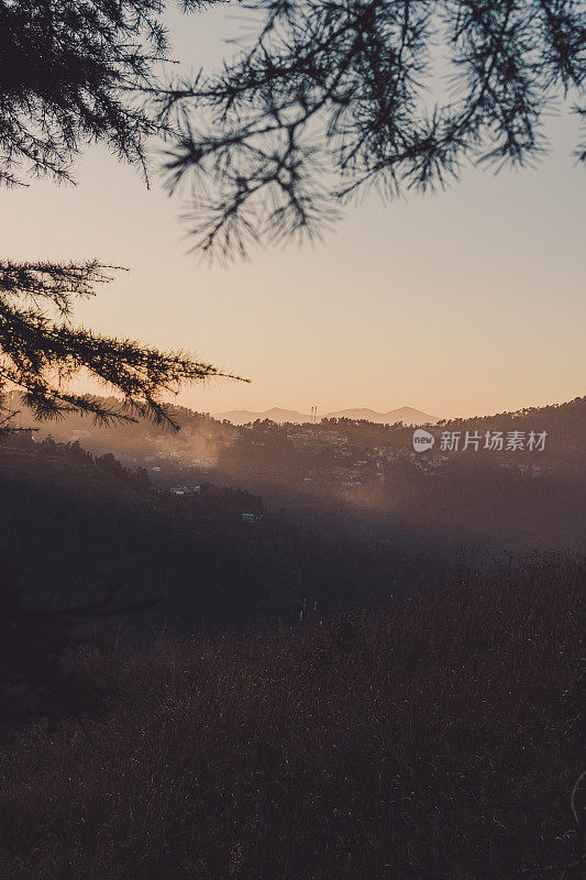 黄金时段的山林美景——西姆拉美丽的山丘