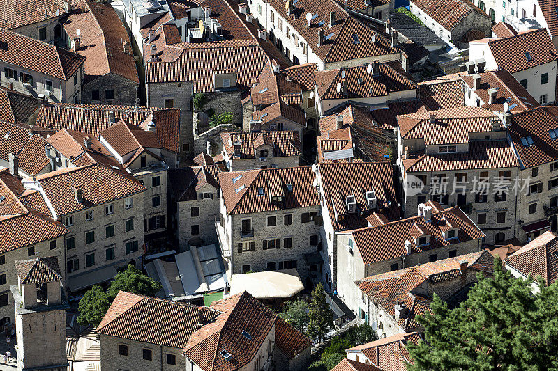 黑山科托尔老城的鸟瞰图