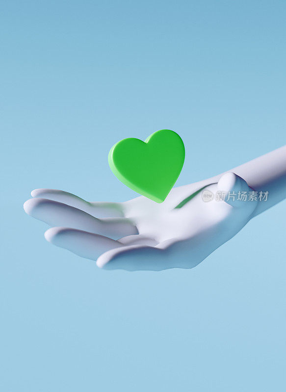 绿色的心和手象征环保