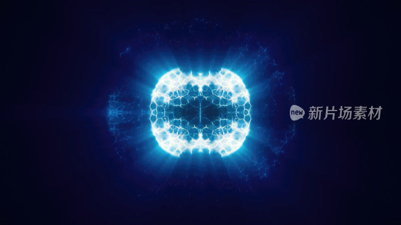 蓝色能量魔圈，球体，由未来能量粒子组成的球，由点组成的力场。抽象的背景