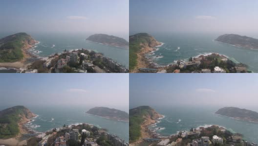 香港航拍v191低空飞越石澳村地区，向海方向飞去高清在线视频素材下载