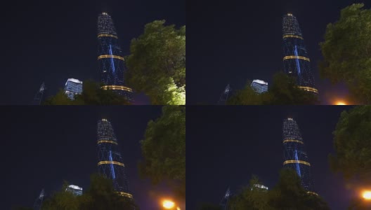 夜景时间广州市区著名的摩天大楼全景4k高清在线视频素材下载