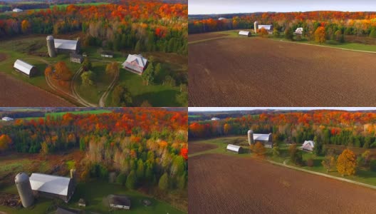 风景优美的乡村中心立交桥，风景迷人的秋天的颜色高清在线视频素材下载