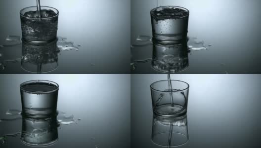 把溢出的水倒进玻璃杯里高清在线视频素材下载