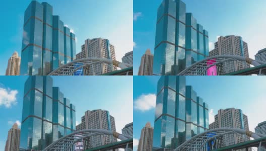 TL，玻璃幕墙反射的摩天大楼。高清在线视频素材下载