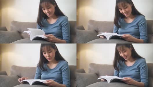 在家里读书的亚洲女性高清在线视频素材下载