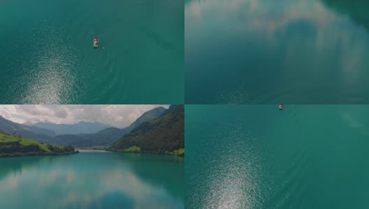 在阿尔卑斯山，瑞士，欧洲，五颜六色的绿色湖泊高清在线视频素材下载