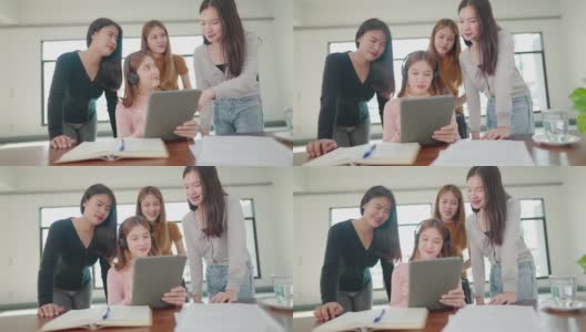 一群女学生坐在教室里参加大学的考试。高清在线视频素材下载