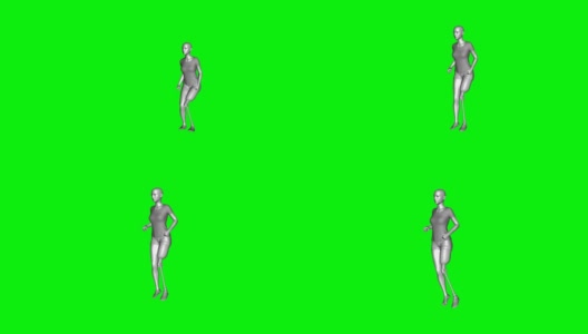 3D女孩与现代腿假肢腿跳跃，动画，绿色屏幕高清在线视频素材下载
