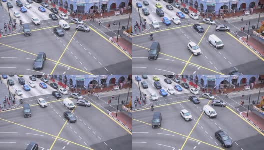 新加坡城市的慢动作交叉口高清在线视频素材下载