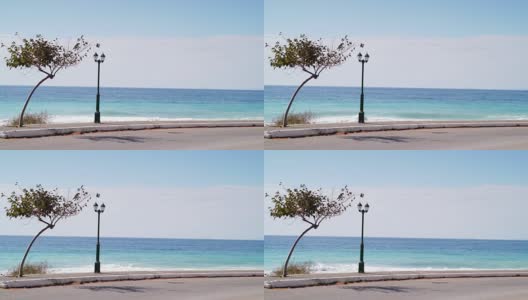 希腊度假胜地海滨的散步区高清在线视频素材下载