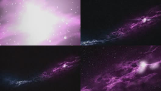 动画星系背景，缩小星云抽象背景，一个巨大的运动星系缓慢地向相机扩散，恒星在太空飞行。高清在线视频素材下载