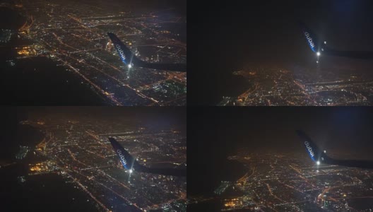 从飞机上鸟瞰迪拜城市的夜晚高清在线视频素材下载