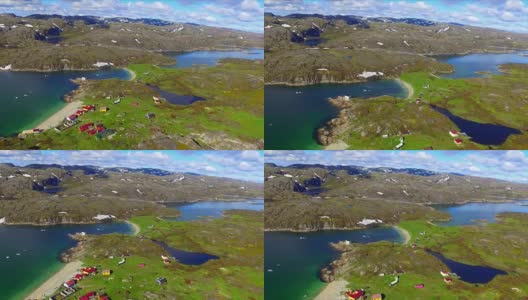 从无人机上看美丽的北极夏季景观巴伦支海高清在线视频素材下载
