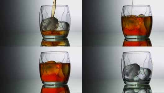 威士忌倒进玻璃杯高清在线视频素材下载