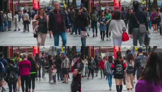 4K TIME LAPSE (4096x2160):香港人走在人行道上。(苹果PRORES 422(总部))。4 k运输。高清在线视频素材下载