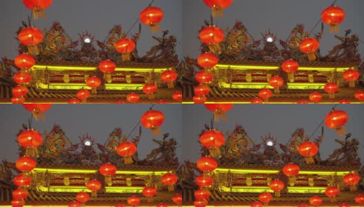 中国庙里挂大红灯笼高清在线视频素材下载