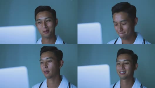 年轻的亚洲医生通过网络与病人交谈高清在线视频素材下载