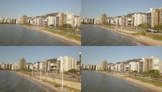 Florianopolis Brazil City Skyline Avenida Beira Mar Norte(无人机- 4K)高清在线视频素材下载