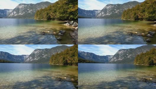 斯洛文尼亚Bohinj湖岸风景如画高清在线视频素材下载