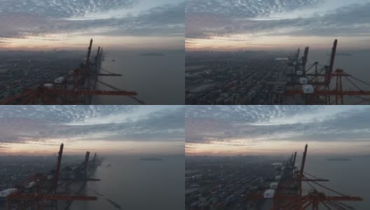 海运港口，日落美景高清在线视频素材下载
