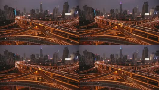 快速运动——上海夜间高架路高清在线视频素材下载