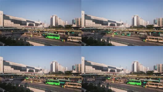 中国深圳，2014年11月22日:公交车站就在深圳火车站外面高清在线视频素材下载