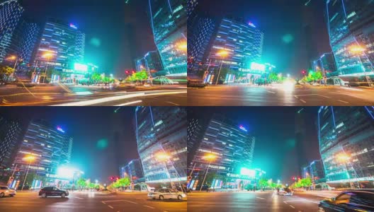 苏州新城区夜间交通繁忙。间隔拍摄4 k高清在线视频素材下载