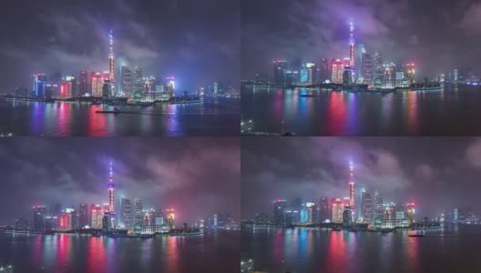 时间流逝——夜晚俯瞰上海天际线高清在线视频素材下载