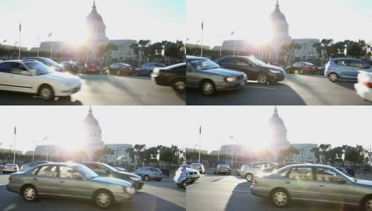 市中心道路上繁忙的交通高清在线视频素材下载