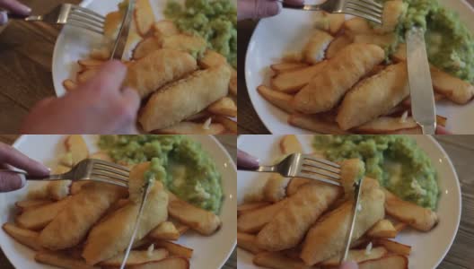炸鱼薯条-英国传统菜肴- 4K高清在线视频素材下载