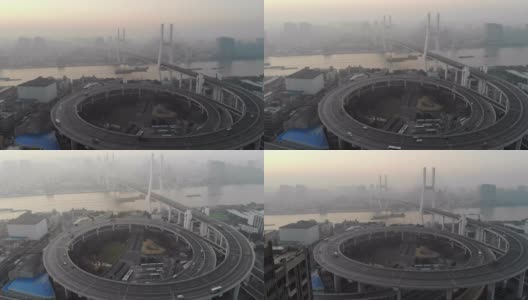 南浦大桥清晨，中国上海高清在线视频素材下载