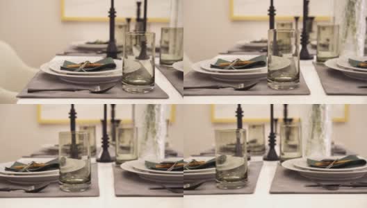 餐桌上优雅的陶器高清在线视频素材下载