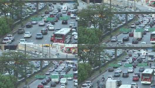 交通堵塞。南美大城市的人们在每天堵车的时候上班高清在线视频素材下载