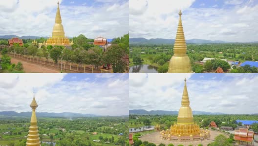 鸟瞰图Wat Prabudhabaht Huay tom Lamphun省的地标泰国高清在线视频素材下载