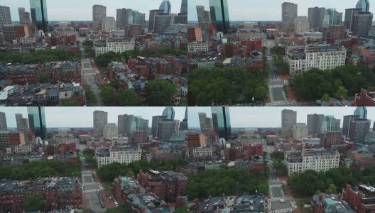 航拍游览波士顿的住宅褐石建筑高清在线视频素材下载