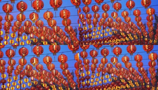 中国灯笼，庆祝中国新年，中国红灯笼，庆祝春节高清在线视频素材下载
