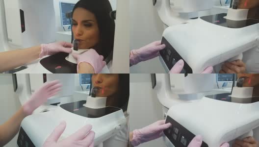 现代牙科x光机拍摄牙齿影像，高端医疗x光摄影高清在线视频素材下载