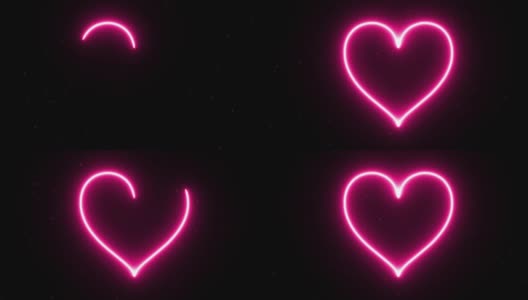 4K动画外观粉红色的心能量形状火焰或燃烧在黑暗的背景和火火花。运动图形和动画背景。高清在线视频素材下载