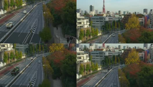 秋季东京市景与东京塔高清在线视频素材下载