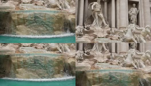 意大利罗马的许愿池。近距离拍摄，多莉被击中。慢动作高清在线视频素材下载