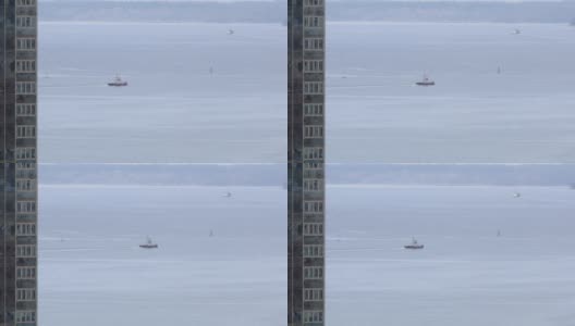 西雅图港的拖船高清在线视频素材下载