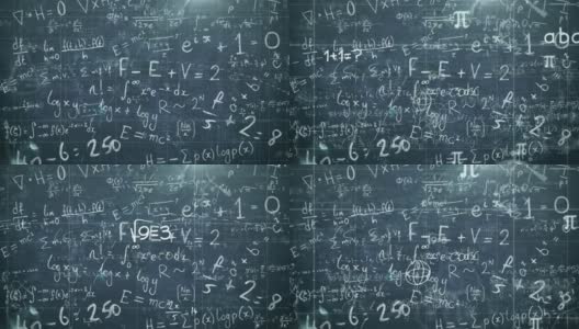 数学方程式和公式的数字动画漂浮在黑板上高清在线视频素材下载